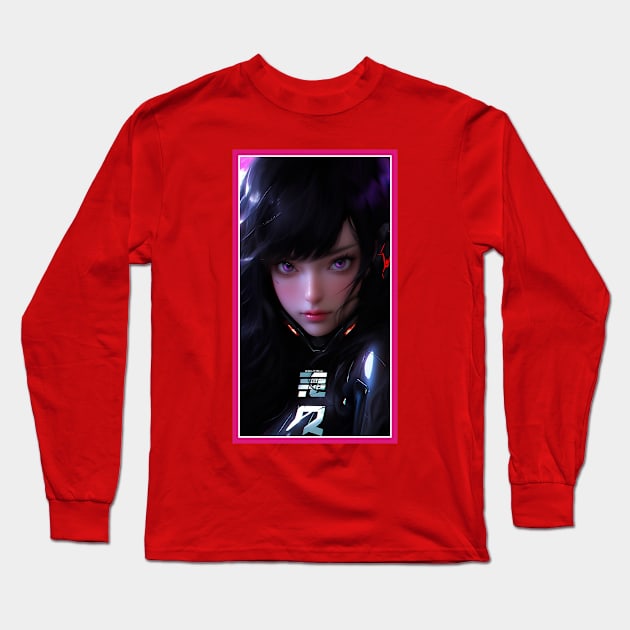 Anime Race Girl | Quality 3D Anime Artwork | Pink Red Black Blue Chibi Manga Anime Art Long Sleeve T-Shirt by AlNoah